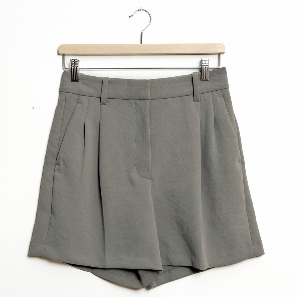 Wilfred Pleated Mini Shorts Dark Olive High Rise Size 6